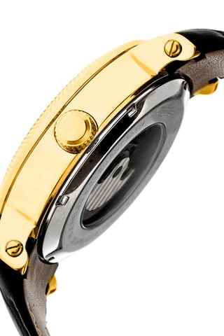 Reloj automático de piel Aries -  Negro y dorado