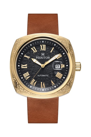 Reloj automático japonés de piel - Marrón y dorado