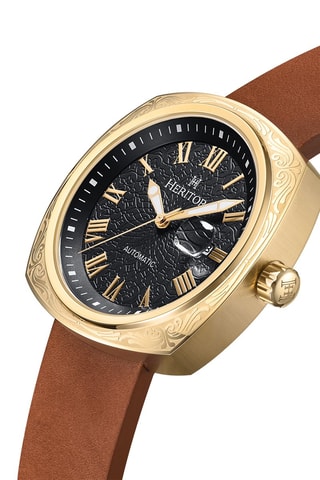 Reloj automático japonés de piel - Marrón y dorado