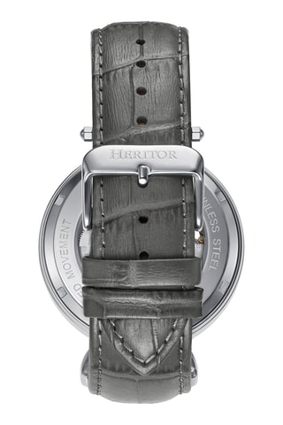 Reloj automático de piel Lincoln - Gris y plateado