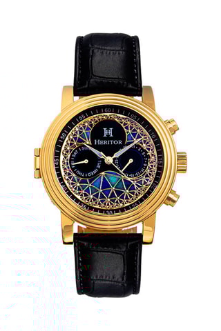 Reloj automático de piel Legacy - Negro y dorado