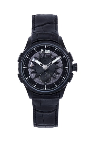 Reloj automático de piel - Negro 