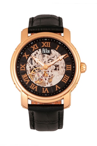 Reloj automático de piel Kahn - Negro
