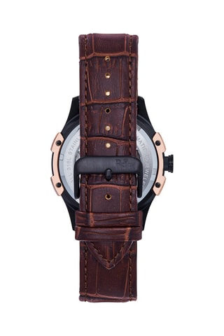 Reloj automático de piel - Marrón y negro