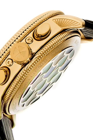 Reloj automático de piel Aura - Negro y dorado