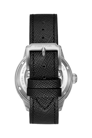 Reloj automático de piel Argento - Negro y plateado