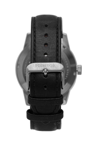 Reloj automático de piel Jonas - Negro y plateado