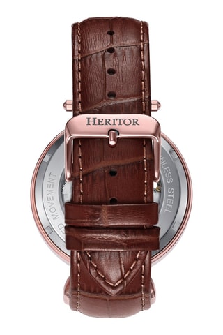 Reloj automático de piel Lincoln - Burdeos y rosa dorado