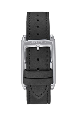 Reloj automático de piel Esteban - Negro y plateado