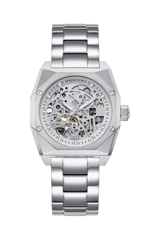 Reloj automático de piel Elliott - Plateado