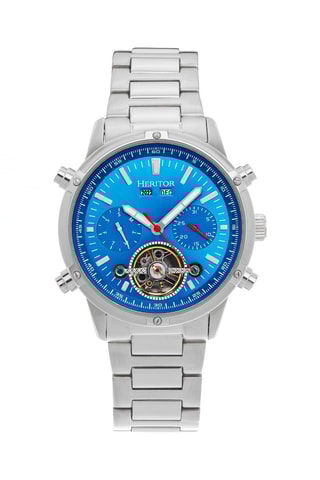 Reloj automático de acero Wilhelm - Plateado y azul