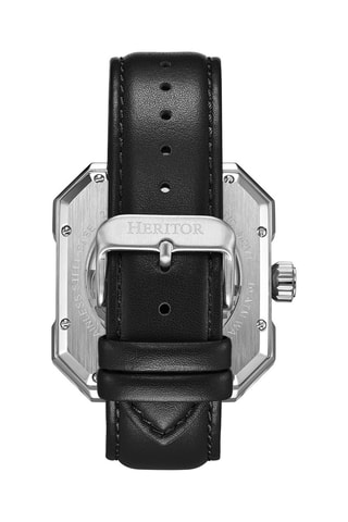 Reloj esqueleto automático japonés de piel Negro y plateado