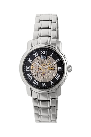 Reloj automático de acero Kahn - Plateado y negro