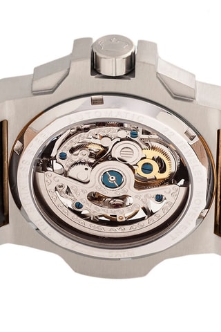 Reloj automático de piel Commodus - Negro y plateado