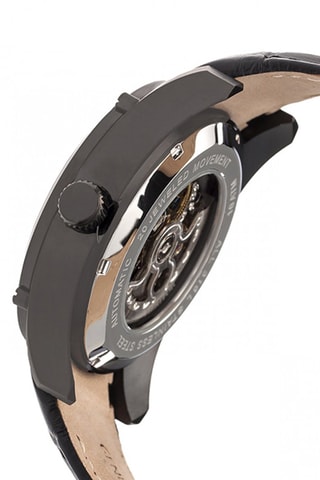 Reloj automático de piel Daniels - Negro