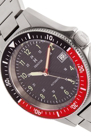 Reloj automático de acero Calder - Plateado y negro