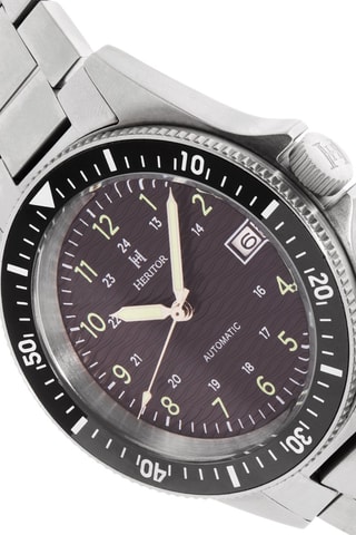 Reloj automático de acero Calder - Plateado y negro