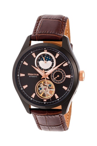 Reloj automático de piel Sebastian - Cronógrafo - Marrón y negro