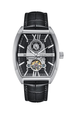 Reloj automático de piel Masterson - Negro