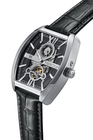 Reloj automático de piel Masterson - Negro