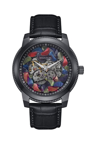 Reloj automático de piel Emmanuel - Negro