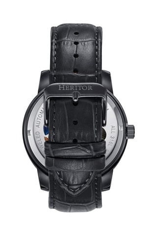 Reloj automático de piel Emmanuel - Negro