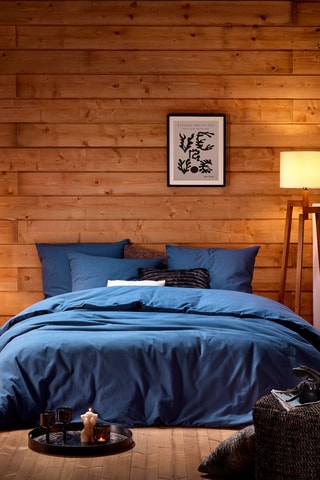 Parure copripiumino in flanella di cotone 39 fili/cm²   - Blu