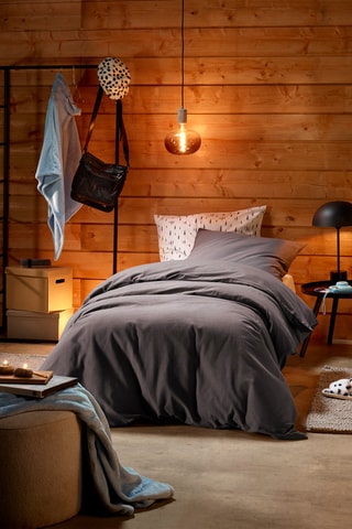 Parure copripiumino in flanella di cotone 39 fili/cm²  - Nero