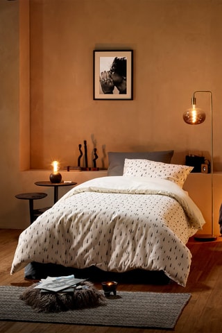 Parure copripiumino in flanella di cotone 39 fili/cm²  - Bianco e nero