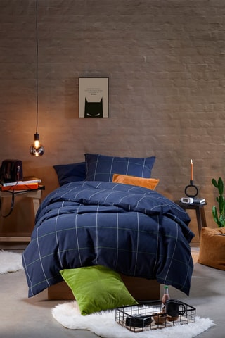 Parure copripiumino in flanella di cotone 57 fili/cm²  - Navy