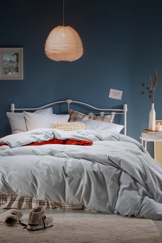 Parure copripiumino in flanella di cotone 57 fili/cm²  - Blu