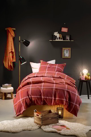 Parure copripiumino in flanella di cotone 57 fili/cm²  - Rosso