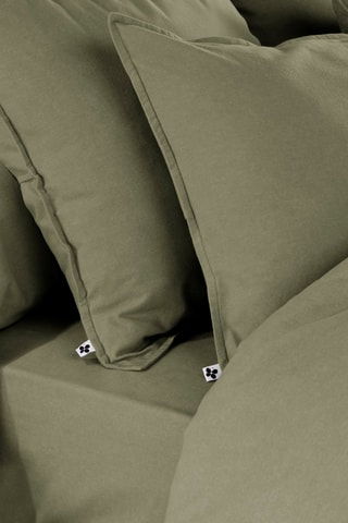 Federa in flanella di cotone Candice - Kaki