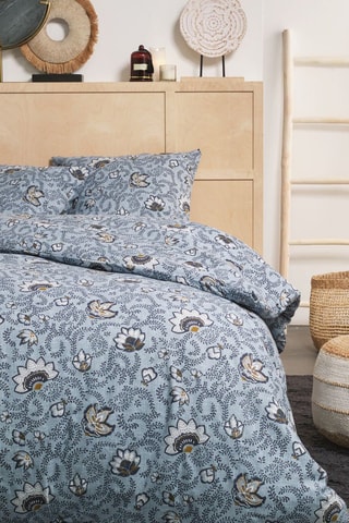 Parure copripiumino in flanella di cotone 130 fili/cm² - Blu