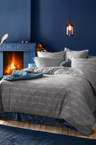 Parure copripiumino in flanella di cotone Crane - Grigio