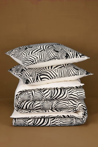 Parure copripiumino in flanella di cotone Zebra 160 fili/cm² - Bianco e nero