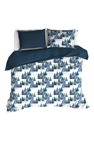 Parure copripiumino in flanella di cotone North 160 fili/cm² - Navy e bianco