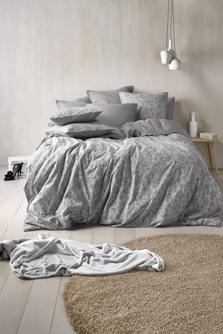 Parure copripiumino in flanella di cotone Imprimée 160 g/m² - Grigio neutro