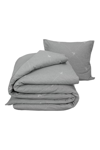 Parure copripiumino in flanella di cotone Jacquard 160 g/m² - Grigio neutro