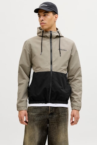 Veste à capuche - Beige et noir