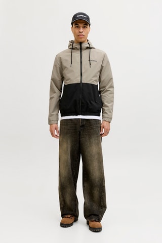 Veste à capuche - Beige et noir