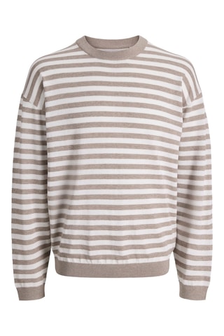 Pull relaxed en coton biologique - Beige et blanc