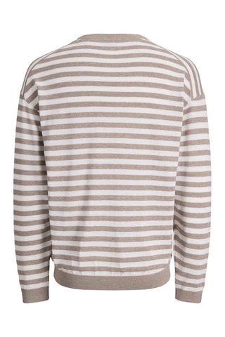 Pull relaxed en coton biologique - Beige et blanc