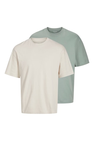 2 t-shirts loose - Beige et vert sauge