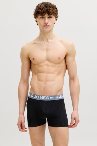 3 boxers en coton biologique - Noir et bleu