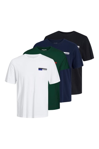 4 t-shirts - Blanc, vert foncé et bleu marine