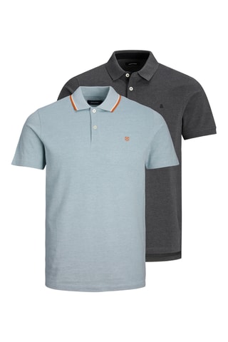 2 polos slim - Gris et bleu