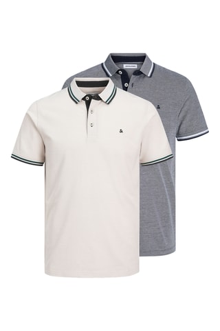 2 polos slim - Gris foncé chiné et blanc cassé