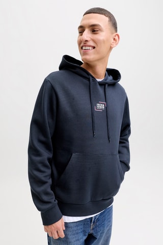 Sweat regular en coton biologique à capuche - Bleu marine