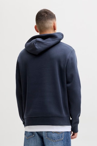 Sweat regular en coton biologique à capuche - Bleu marine